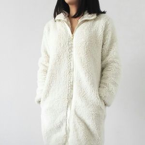 GAP Long white fuzzy coat